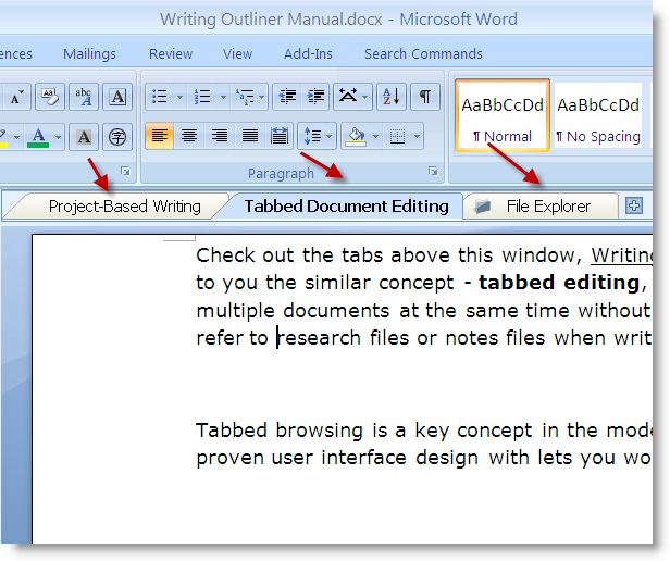 Tabbed Word document editing